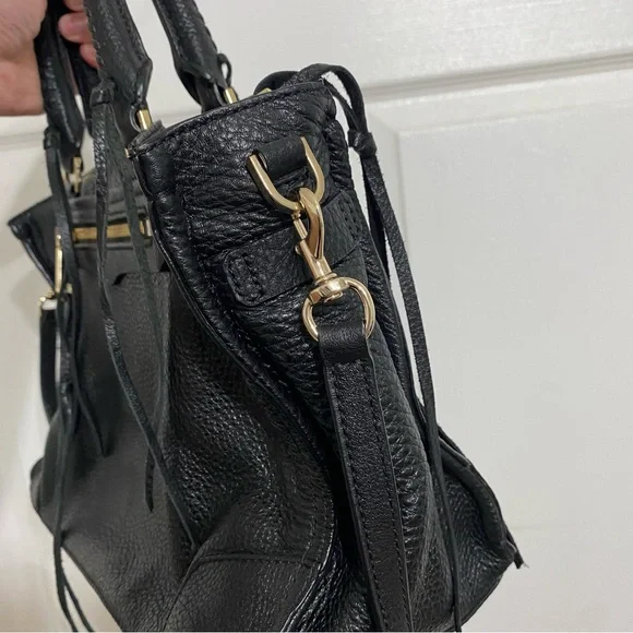 Rebecca Minkoff Large Regan Satchel Tote Black Gold